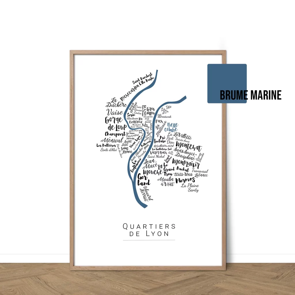 Affiche de Lyon avec les noms des villes personnalisable - Affichéo