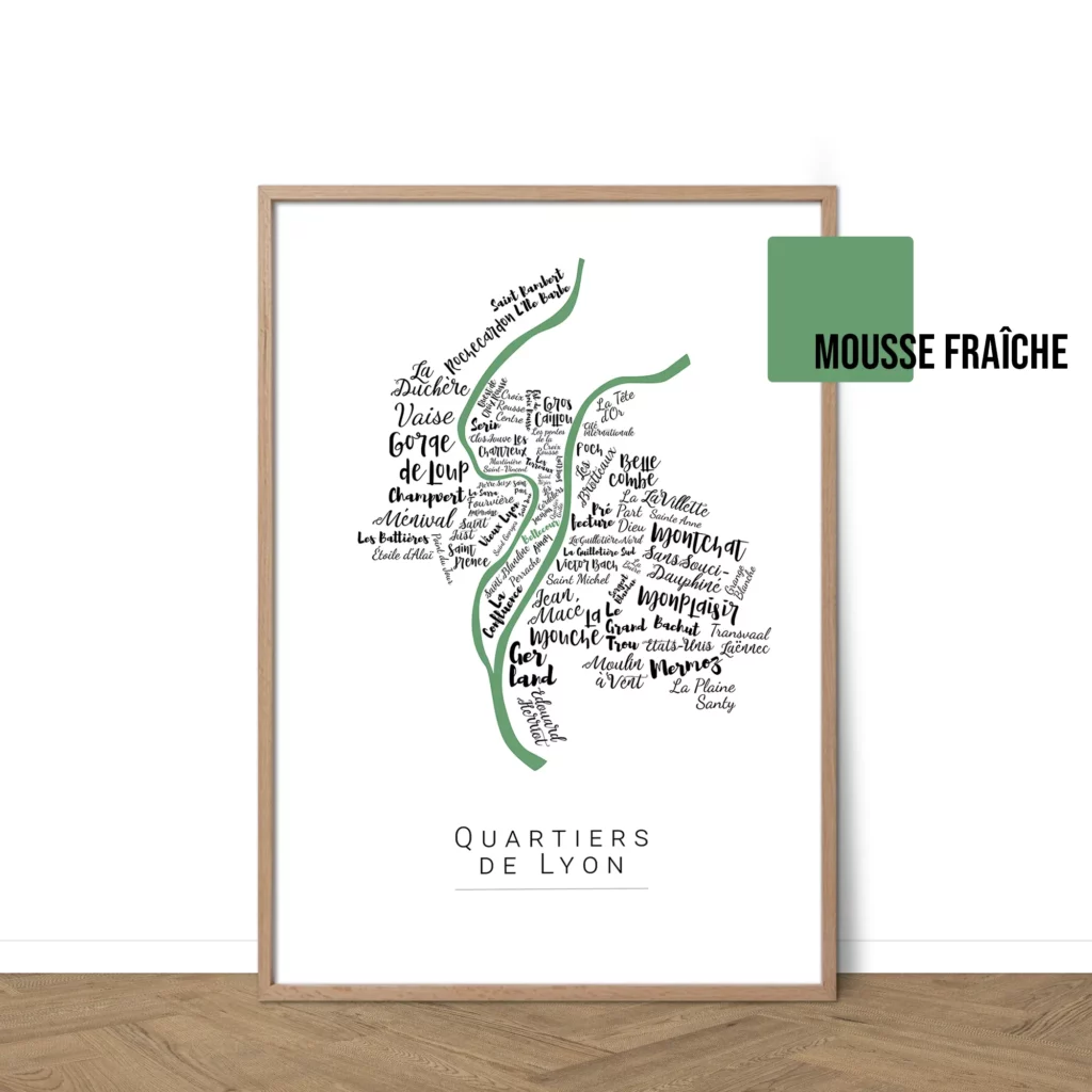 Affiche de Lyon avec les noms des villes personnalisable - Affichéo