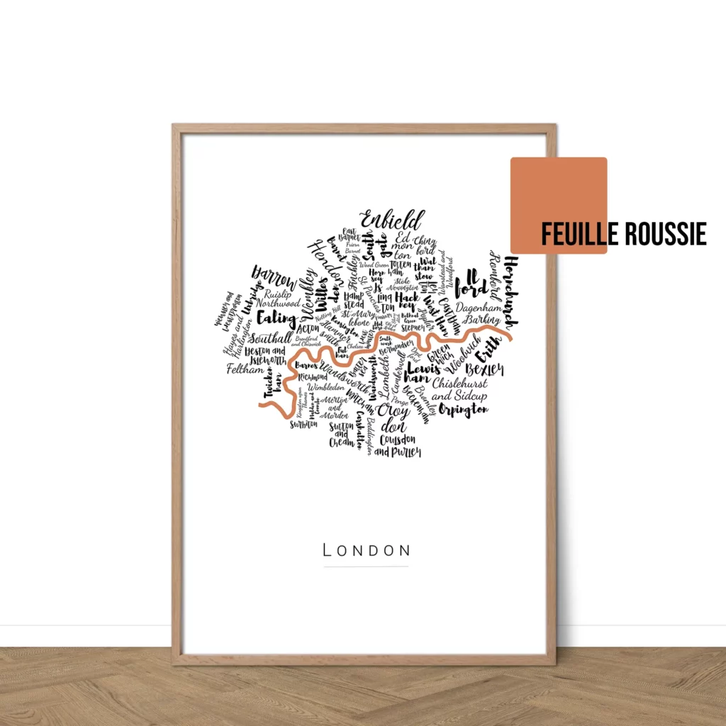 Affiche de Londres avec les noms des villes personnalisable - Affichéo