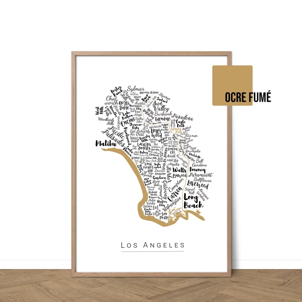Affiche de Los Angeles avec les noms des villes personnalisable - Affichéo