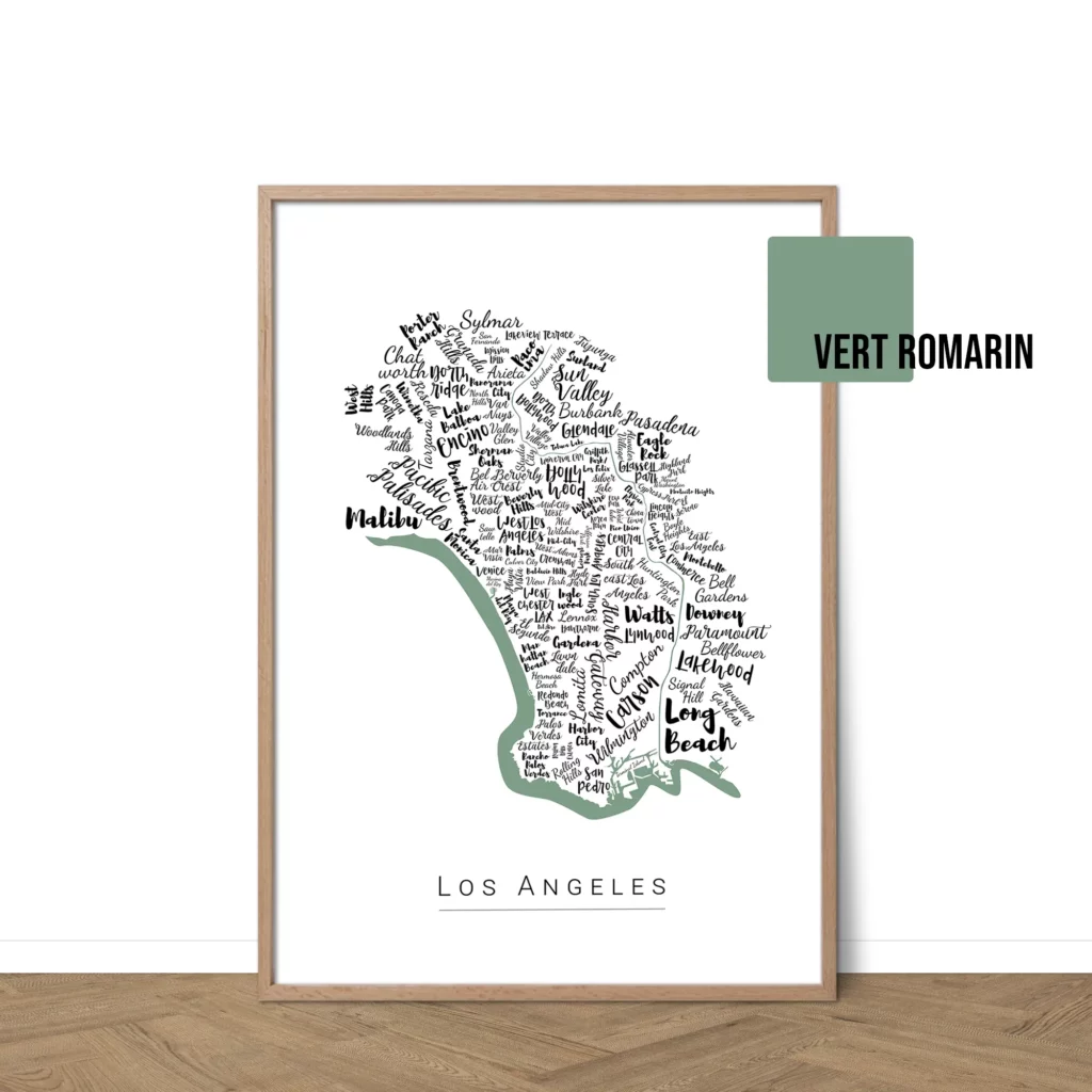 Affiche de Los Angeles avec les noms des villes personnalisable - Affichéo
