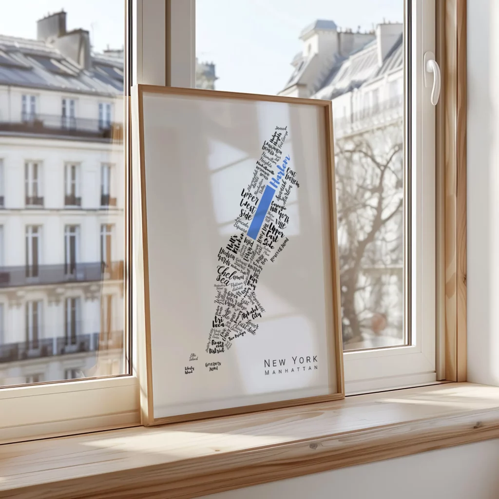 Affiche de New York avec les noms des villes personnalisable - Affichéo