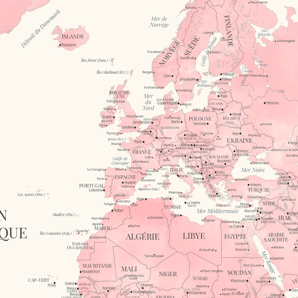 Zoom sur l'Europe et l'Afrique du Nord