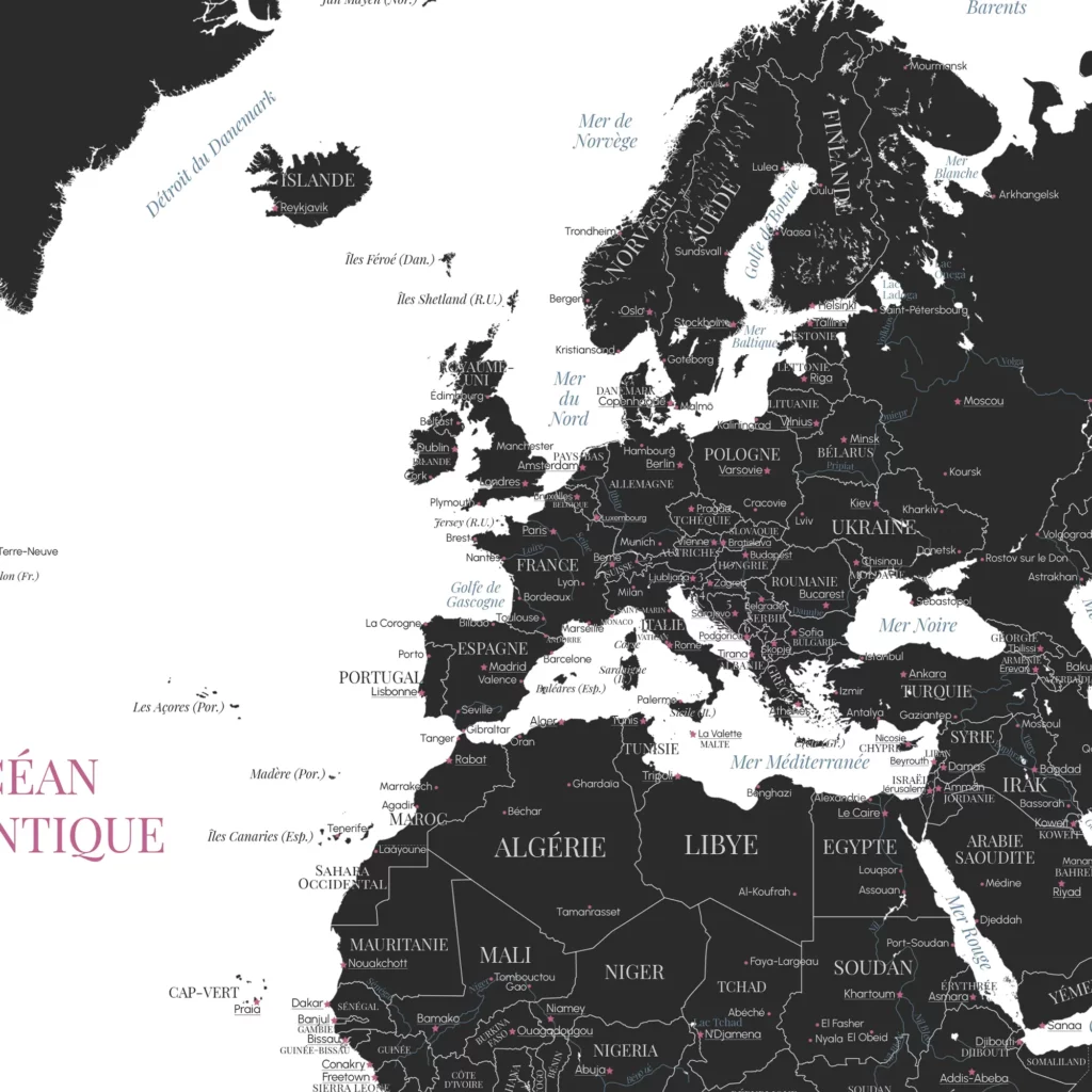 Carte du monde - Zoom sur l'Europe