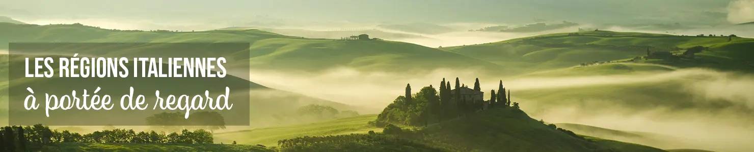 Bannière cartes d'Italie, Les régions italiennes à portée de regard - Affichéo