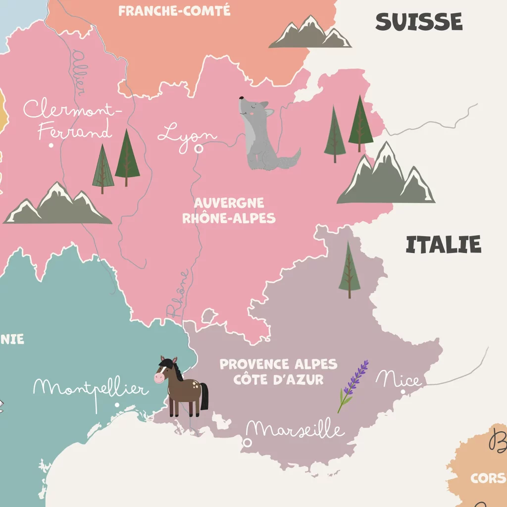 Carte de France multicolore pour enfant