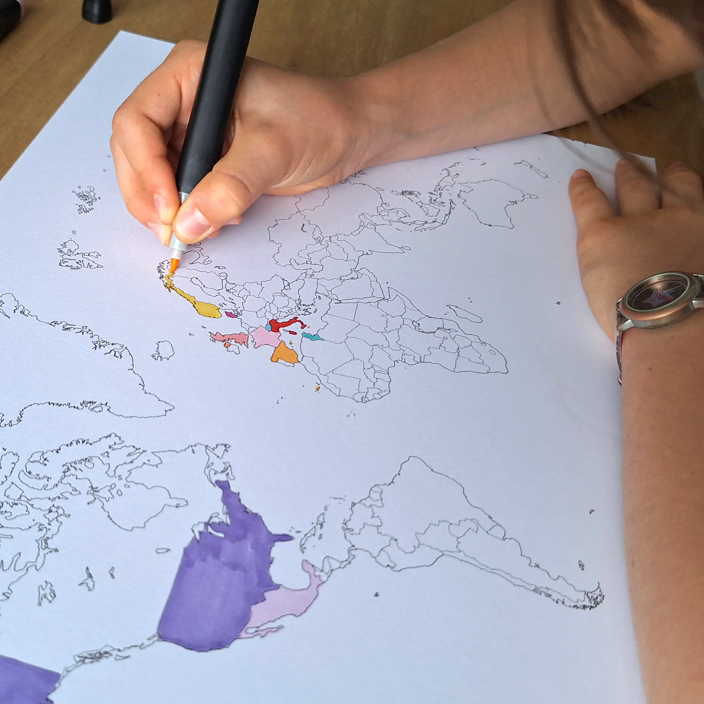 Carte du monde vierge à colorier