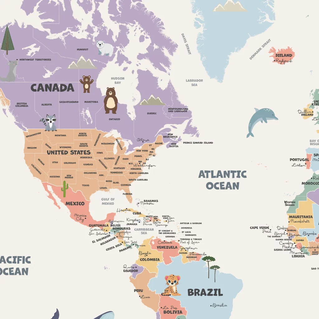 World Map poster for kid bedroom