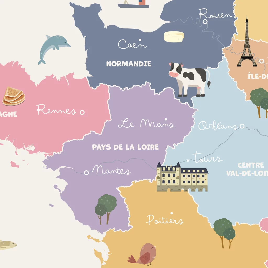 Carte de France multicolore pour enfant