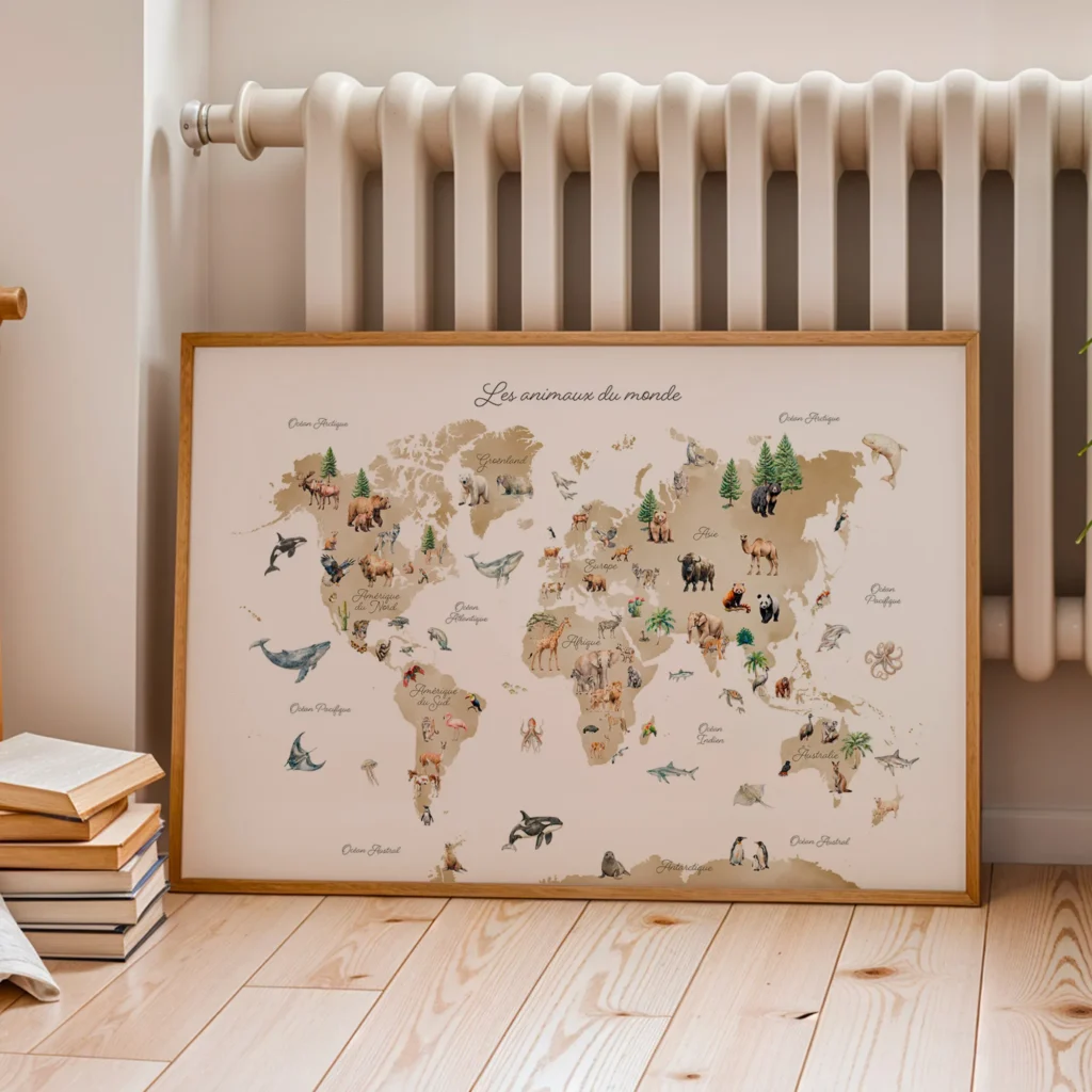 carte du monde des animaux pour enfants