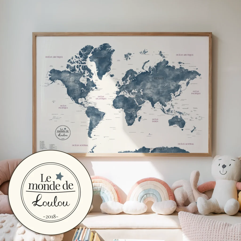 Carte du monde personnalisée poétique- Affichéo