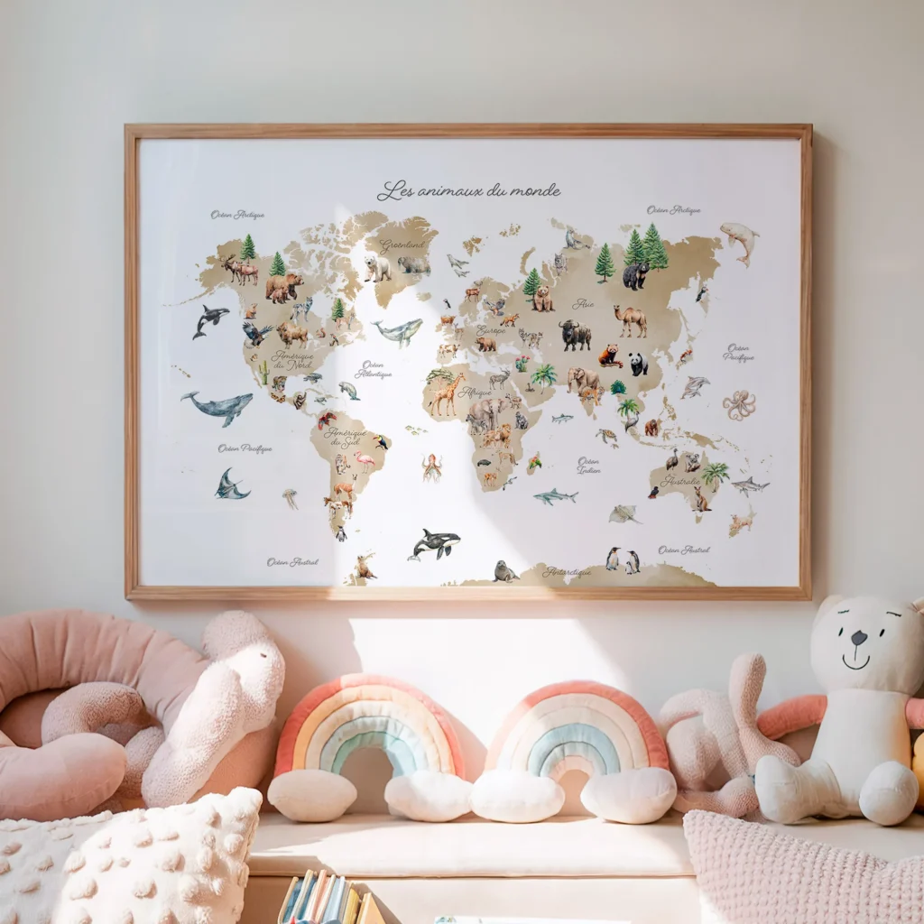 carte du monde des animaux pour enfants