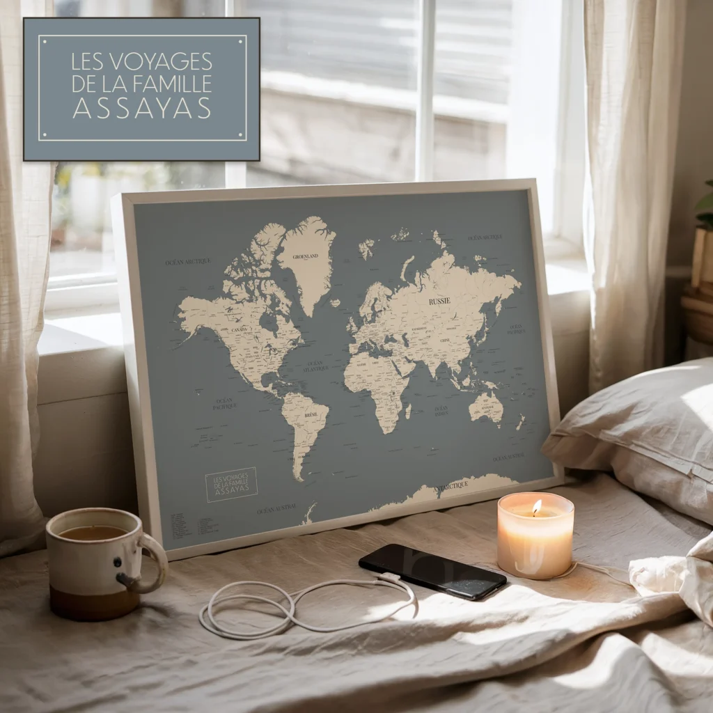 Carte du monde personnalisée style Élégant — Voyages Affichéo