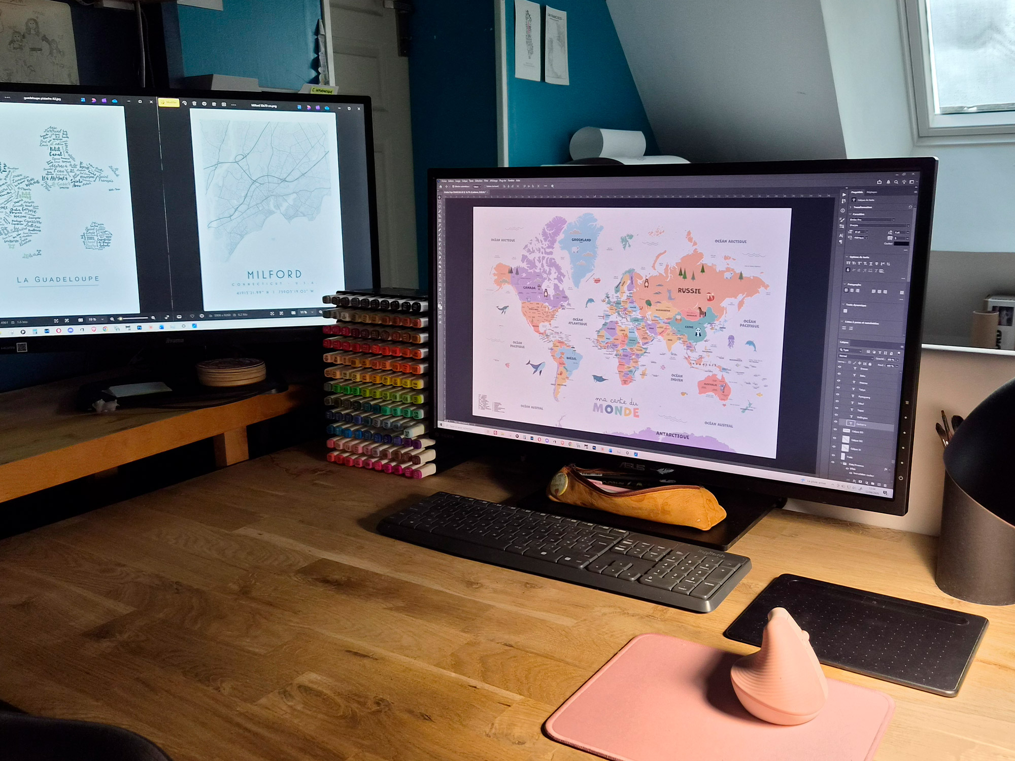 Mon atelier au quotidien Espace de travail Affichéo où sont conçues toutes les affiches